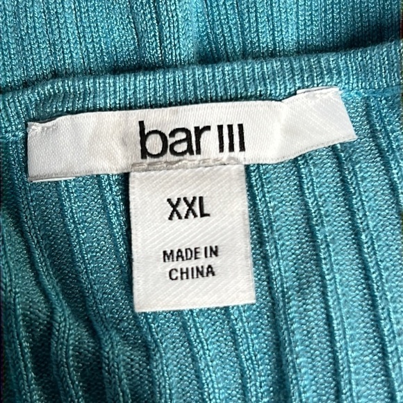 BAR III XXL TURQUOISE RIBBED SHIRT SLEEVED BLOUSE - Picture 6 of 6